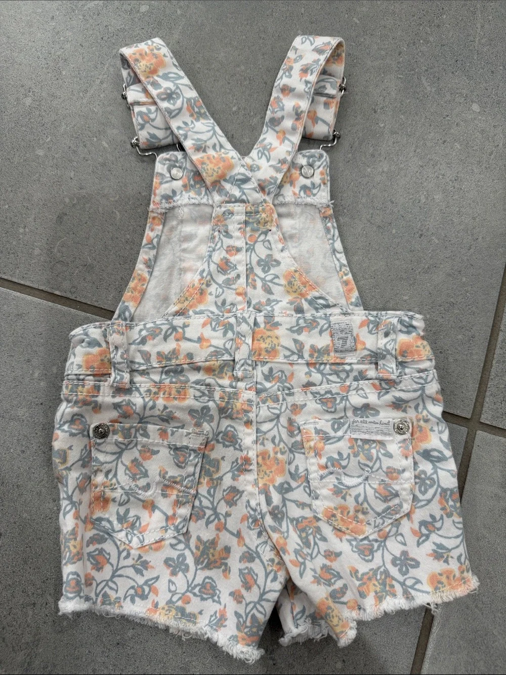 7 For All Mankind Floral White & Orange Shortalls